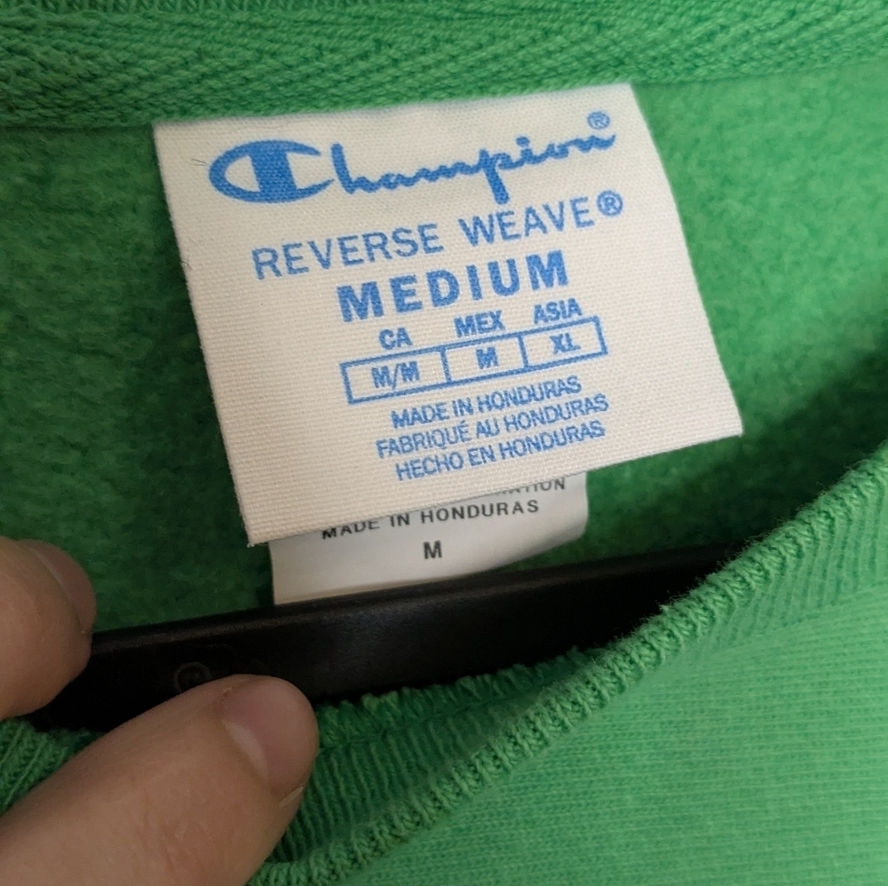 Champion Women's Reverse Weave C Logo Crew Sweatshirt - Green Size M - Picture 2 of 5